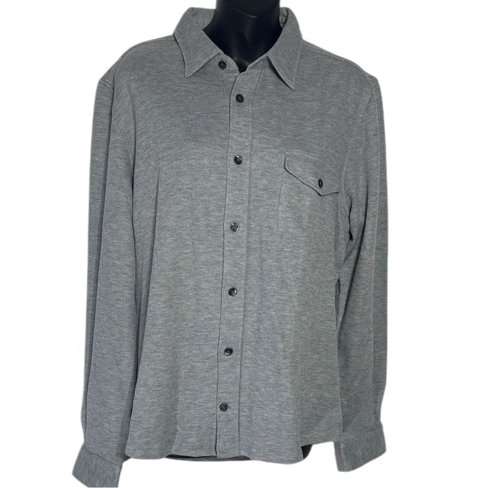 Reiss men’s xl Scott jersey button down shirt grey thermal‎ knit over shirt new